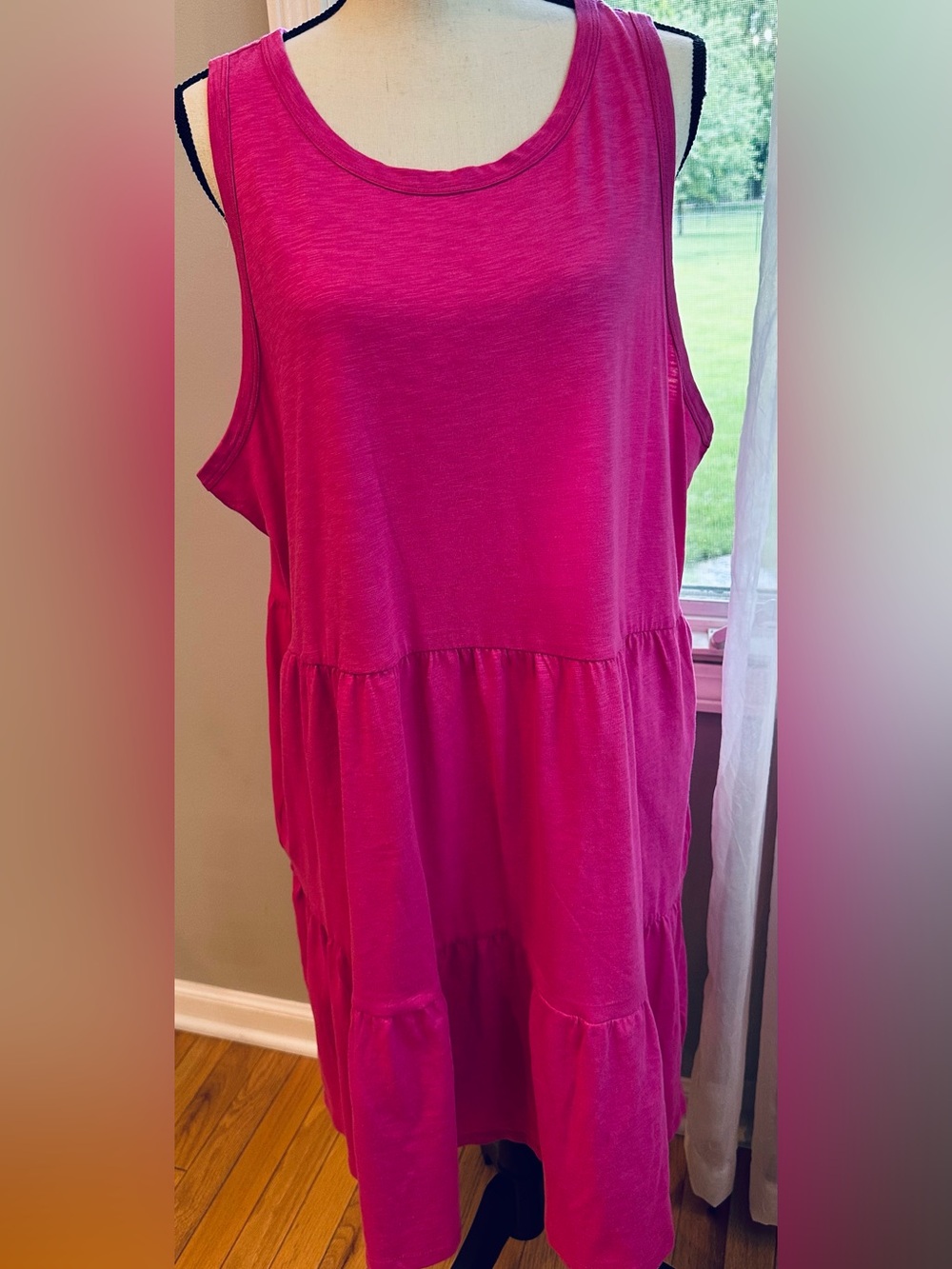 GAP Sleeveless Tiered Midi Dress - Vibrant Very Berry XXL